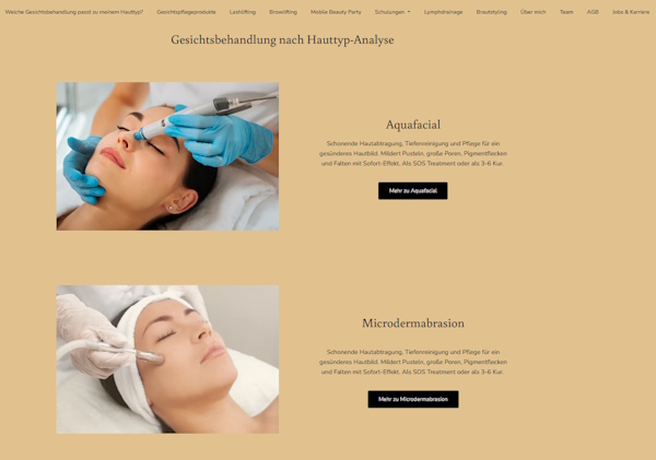 Startseite Kosmetikstudio Glow of Beauty mit Gesichtsbehandlungen zu Wahl